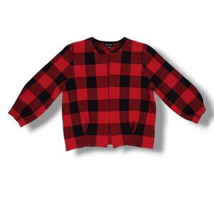 Charlie Paige Buffalo Plaid Red and Black Cardigan Open Front Jacket Size M